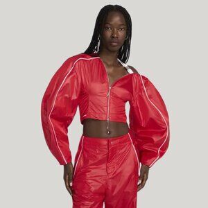 New NIKE x JACQUEMUS ASW NRG TRACK Jacket Women's Nylon Track Jacket, Red Small